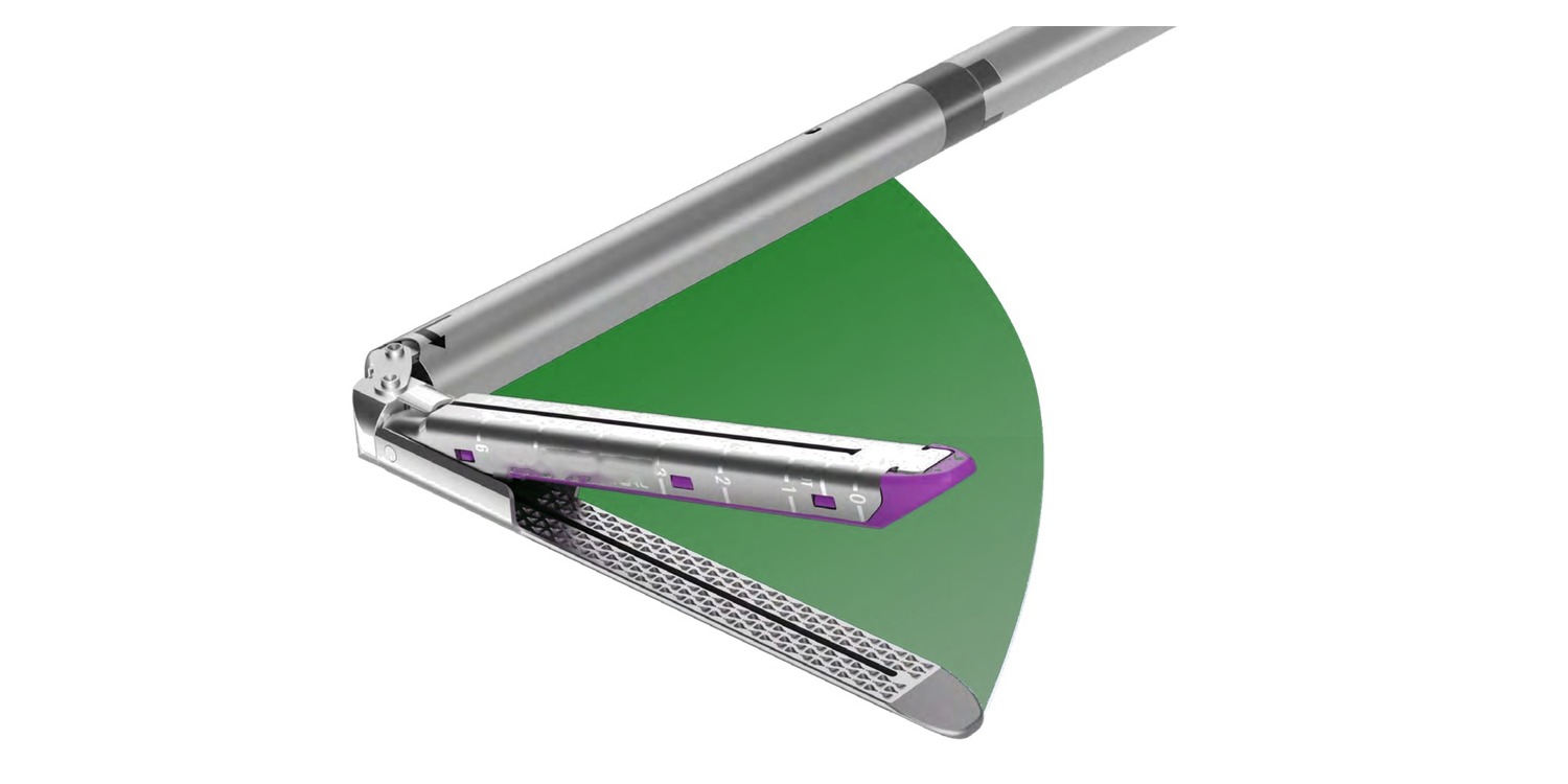 An Ultraflex 90 reload on the same jaw, articulated square to the shaft at ninety degrees.