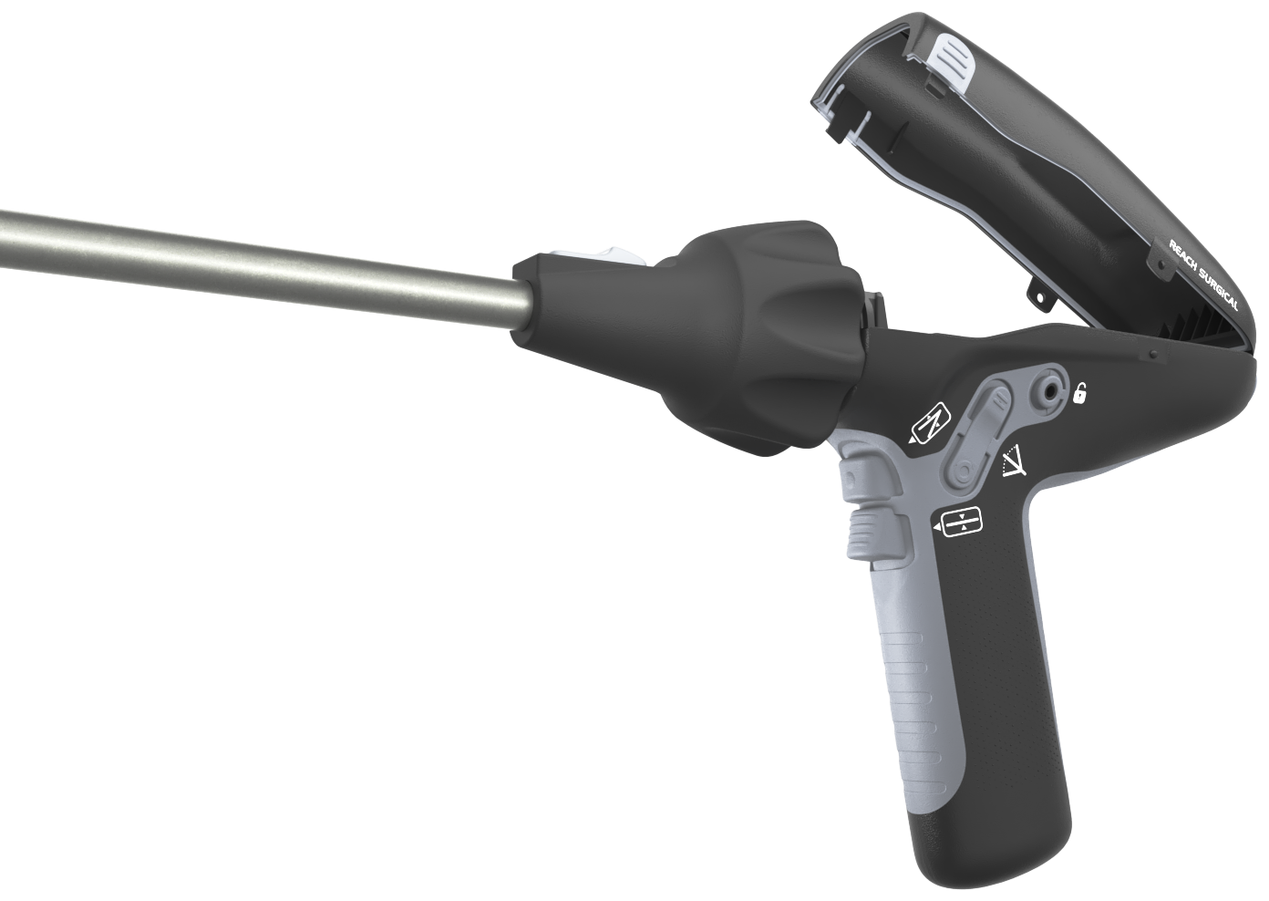 The IRIS handle with the battery compartment cover opened.